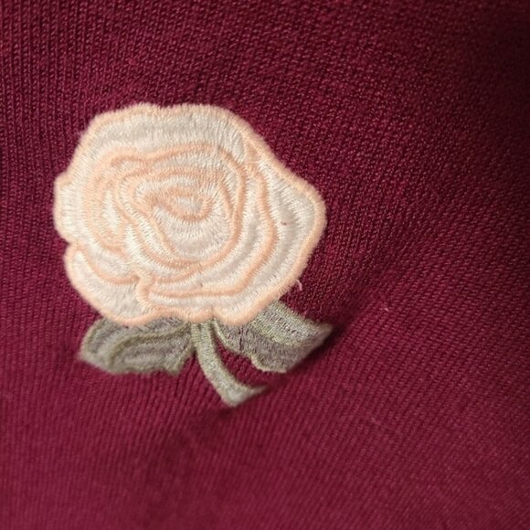 PULL   BEAR Maroon Cropped Long Sleeve Sweater Size Medium - Picture 3 of 4